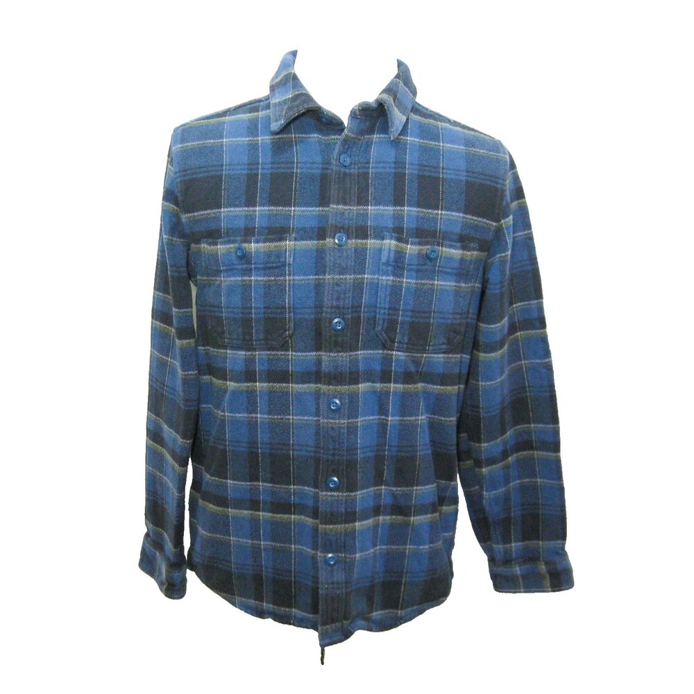 Mountain Hardwear Flannel Shirt Mens Medium Blue Plaid Button Front Cotton Top